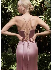 HIGH QUALITY SATIN DRESS WITH CORSET - Soft Mint - View 2