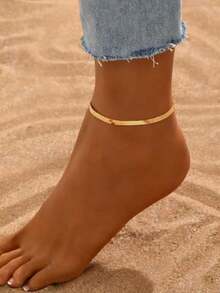 1pc 5mm Snake Bone Chain Simple Minimalist Anklet For Women
