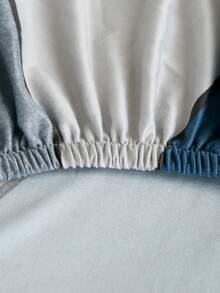 1pc Geometric Pattern Sofa Bed Cover, Armless Minimalist Style, Made Of Polyester Fiber, Suitable For All Seasons - Blue and White - View 11