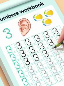 1 件（48 页，100 以下）有趣的儿童数字书写练习册，适合 3-6 岁学龄前和幼儿园写作课程，学习数学练习册数字 0-10 描摹本，书法练习册，学习数学练习册，书法练习册，数字描摹，学龄前早教启蒙阅读和写作训练，圣诞礼物