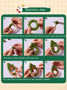 1 Set Christmas Hanging Ornament Craft Kit With Twist Ties & Beaded Chains, Felt Ornament Decorations Of Santa Claus, Christmas Tree, Reindeer, Snowman, Creative DIY Craft For Kids, Children's Gift, Handmade DIY Material Pack, Christmas Decoration Keychain Craft For Kindergarten