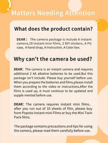 Popoto 拍立得相机，兼容 Mini 11/12 胶卷，包含 10 卷 Mini 拍立得胶卷，5 种可选模式，30 秒显影时间，中央取景器，理想的圣诞礼物（不含电池） - 相機+底片+皮包 - 查看 10