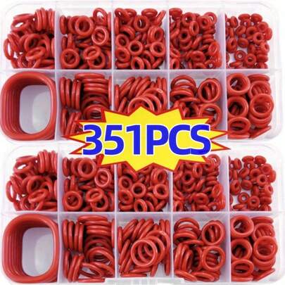 351pcs Silicone O-Ring Sealing Gasket Set, Oil And Heat Resistant Round Rubber Kit For Automotive, Plumbing, And Faucets With 10 Different Sizes Of Washers