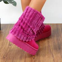 lunryet Women's Platform Fur Boots, Fuzzy Fleece Lined Ankle Booties, Anti-Slip BONA-6 - FUCHSIA - 查看 1