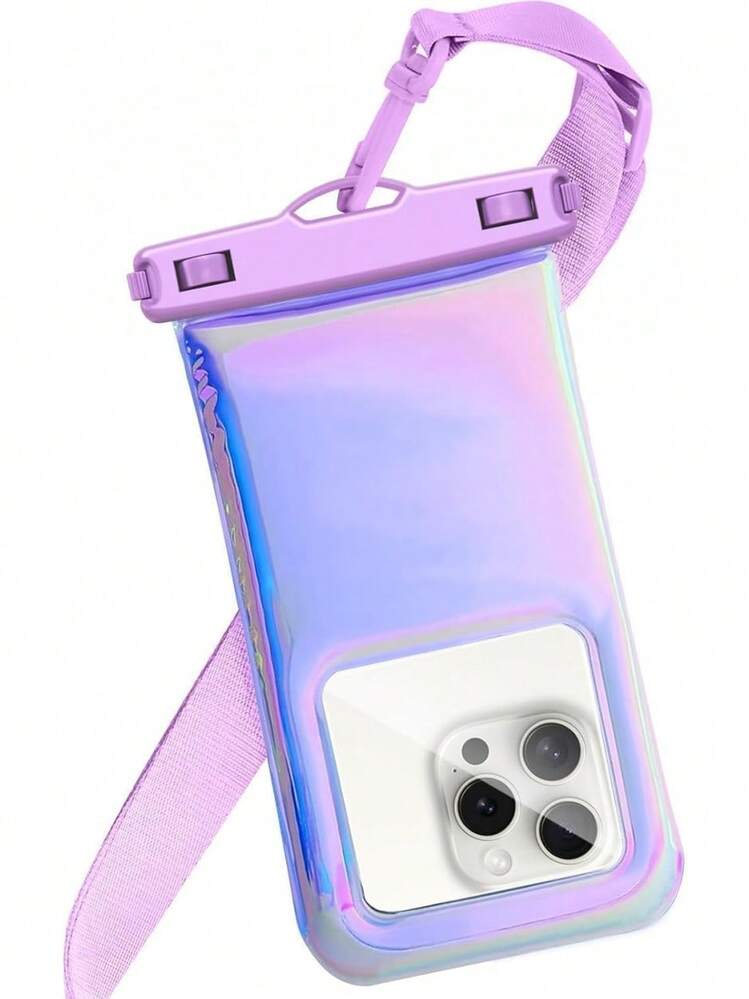 Funda Impermeable Flotante para Teléfono para 17 16 Pro/15/14/13/12, Bolsa Seca para Celular IP68 para Viajes, Bolsas Esenciales para Playa y Crucero con Correa Cruzada, Púrpura Iridiscente -″ - A09-Púrpura iridiscente y negro - Añade 8