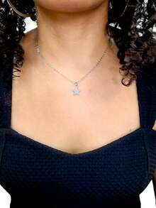 Solid Star Necklace Choker Chain In Stainless Steel - Plateado - Ver 3