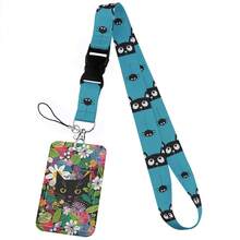 CX Lovely Kitten Manga Card Holder Badge Holder ID Card Lanyards Cell Phone Rope Key Lanyard Neck Straps Keychain Cats01 Christmas Gift