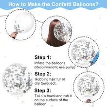 60 个蓝白色气球，10 英寸哑光蓝白银金属乳胶气球，带 1 条丝带和五彩纸屑气球，适合男孩、男士生日、婴儿洗礼、婚礼、订婚派对装饰 - 彩色 - 查看 6