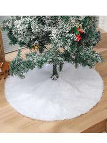 1pc Fluffy Christmas Tree Skirt, White Plush Skirt, Merry Christmas Party, Christmas Tree Decoration New Year Xmas Trees Carpet Decoration,Elegant Fluffy Round Xmas Tree Base Cover, Soft Plush Holiday Decoration, Cozy Winter Home & Party Decor Home Decor Christmas Decorations Room Decor