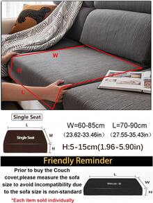 1 pieza Funda de sofá de estilo bohemio de unicolor, funda de sofá antideslizante y antirasguños, decoración del hogar para sofá de 1/2/3/4 plazas, lavable a máquina, para todas las estaciones - Gris Oscuro - Ver 14