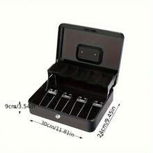 1PC Heavy-Duty Metal Cash Box With Key Lock - Secure Money Storage Box With Removable Coin Tray & 2 Keys - Portable Cash Box For Home, Office, Retail Shop - Double Layer Organizer For Bills, Coins, Valuables (Black) - Multicolor - View 14