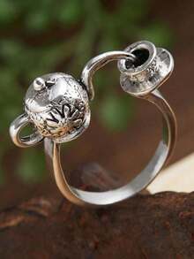 1PC Vintage Temperament Floral Pattern Pouring Teapot Geometric Ring For Men Fashion Jewelry Accessories - 戒指 - 查看 2