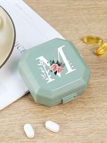 6-Compartment Portable Pill Box, Capsule Storage Case, Travel Medication Box, Pill Box, Mini Pill Box, With Floral Letter A-Z (Excluding Q/U), Pill Organizer, Travel Mini Pill Box, Moisture-Proof Pill And Vitamin Container, Medication Dispenser Organizer, Travel Home Camping Outdoor Hunting Medicine Storage Box, Pill Box, Pill Box, Medical Bag Travel Accessory Dorm Essential