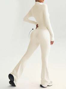 PinkTip Pink Tip 女士纯色无缝弹力夹克和紧身裤运动套装，提拉塑形，柔软紧身裤，休闲、健身、跑步、瑜伽、普拉提