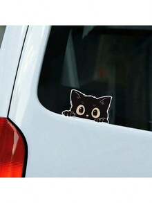适用于汽车、摩托车和电动车的防水黑猫贴纸 - 可爱的偷看猫设计，自粘乙烯基贴花，非常适合划痕遮盖和车辆定制，摩托车贴花 - 均碼 - 查看 3