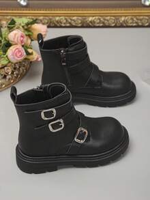 1 par de botas de moda lindas para niños y niñas, botas cálidas para exteriores, botas casuales para niños pequeños, botas para todas las estaciones