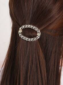 1 pieza Elegante Clip para el cabello de aleación de zinc con perla falsa en forma oval, Pinzas para el cabello, Pasador para el cabello, Barretas para el cabello