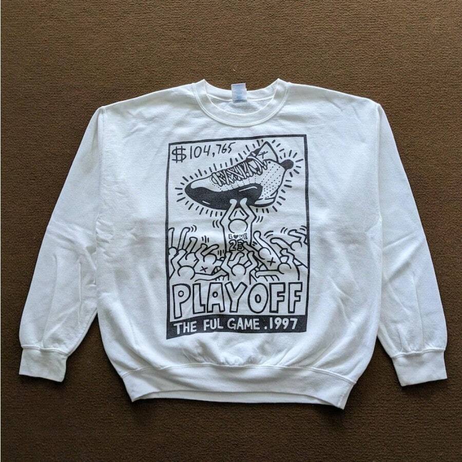 Vintage PLAYOFF 1997 Keith Haring X Michael  Sweatshirt - trắng - Xem 1