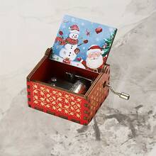 1个圣诞音乐盒，手持音乐盒，木质圣诞音乐盒，迷你复古雕刻音乐盒，圣诞装饰品，新年和圣诞节礼物，男女皆宜 - 彩色 - 查看 16