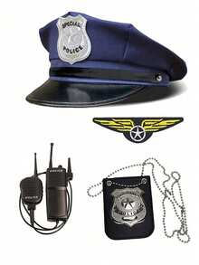Hat Costume Set, Includes Cap, Badge, Pilot Badge, Walkie-Talkie, Suitable For Vacation, Party, Company Event, Holiday Activities - Multicolor - View 13