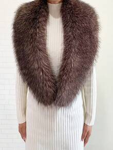 1. Faux Fur Collar & Cuff Set, Warm Faux Fur Scarf, Fluffy Oversized Furry Shawl Wrap For Women In Winter, Suitable For Dresses, Christmas Decoration - Multicolor - View 21