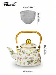 shoxil 1pc 1L/1.2L/1.5L Enamel Pot, Small Capacity Enamel Kettle, Multi-Functional Heat-Resistant Water Kettle/Coffee Pot, Suitable For All Seasons, Can Be Used As Oil Pot, Sugar Jar, Seasoning Jar, Tea Canister, Vinegar Bottle And Cold Water Pot, Not Easy To Break Or Stick Oil, Decorative Household Tabletop Kettle.