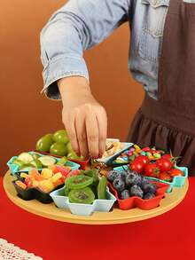 Taca dzielona w kształcie choinki – materiał plastikowy – wielokrotnego użytku plastikowa wielofunkcyjna taca do prezentacji przekąsek, deserów i słodyczy, idealna na przyjęcia świąteczne, spotkania rodzinne i imprezy biurowe – trwała i łatwa w czyszczeniu taca do serwowania na przyjęcia, idealna taca w kształcie choinki