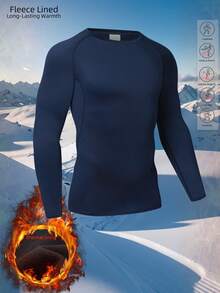 Quần lót giữ nhiệt bó sát lót nhiệt, áo thun dài tay, đồ thể thao chạy bộ, tập luyện, thể thao ngoài trời, săn bắn, trượt tuyết, tập gym, lớp lót - Xanh đậm - Xem 10