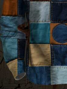 Men's Long Sleeve Polo Shirt, Blue & Brown Color Block Classic Polo Collar Button Design, Versatile For Daily Commute, Retro & Streetwear Style, Suitable For Autumn/Winter - Multicolor - View 4