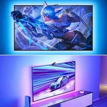 Luz de fondo LED para TV con sensor RGBIC y función de sincronización AR, alimentación por USB, sincronización de música, control remoto, compatible con TVs de 35-80 pulgadas, adecuado para salas de juegos, dormitorios y salas de estar - Retroiluminación del televisor LED - Ver 5