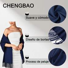 Bufanda para Mujer, Chal de Pashmina Suave, Moda y Elegancia, 200 * 70cm - Marino - Ver 3