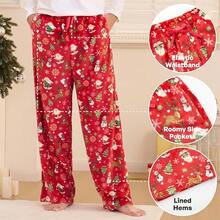 Mens Pajama Pants Soft Flannel Fleece Pajama Bottoms Sleep & Lounge Pants With Pockets And Drawstringhalloween - 聖誕老公公 - 查看 4