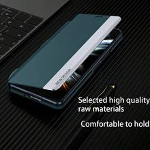 حافظة هاتف واقية مع حامل قابل للطي وقلم رصاص مناسبة لهواتف سامسونج Z Fold 7/6/5/4/3/2، مع فتحة مدمجة للقلم، بتصميم غطاء قابل للطي مع حامل قوي، حماية كاملة للهاتف، بطراز أعمال