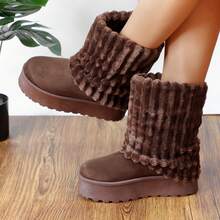 lunryet Women's Platform Fur Boots, Fuzzy Fleece Lined Ankle Booties, Anti-Slip BONA-6 - 棕色 - 查看 9