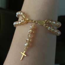 Double Plated Rosary Bracelet - 香檳色 - 查看 1
