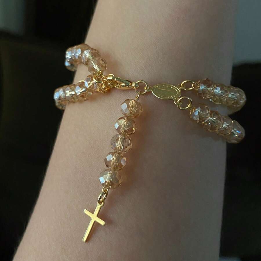 Double Plated Rosary Bracelet - 香檳色 - 查看 1