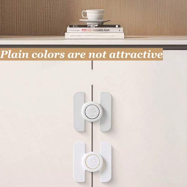 2 pièces/6 pièces Serrures de réfrigérateur pour enfants, serrures de réfrigérateur invisibles blanches, serrures de pour bébé pour armoires, serrures de tiroir de réfrigérateur, sans outil requis, installation facile, motif d'ours