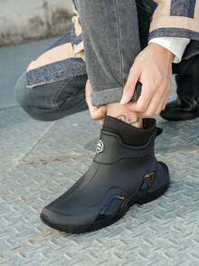 1 Paar Herren rutschfeste und warme Regenstiefel, PVC-Kurztübler, mit Futter wasserdichte Schuhe für Outdoor, Strand, Garten, Gartenarbeit, Wandern, ganzjährig