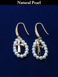 1 Paar modische Perlenohrringe, natürliche weiße Perlohrringe, Alltagstragen & Geschenkbox für Frauen