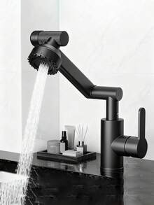 Mechanical Swing Arm Basin Faucet, Plastic Shell, Metal Body, 360° Rotatable; Single Handle Hot And Cold Adjustable, Suitable For Bathroom Basin, Bathtub, And Kitchen With Anti-Splash. Bathroom Hardware Accessory, Compatible With Various Washbasins, Great Gift For Halloween, Christmas, And New Year. - Multicolor - View 14