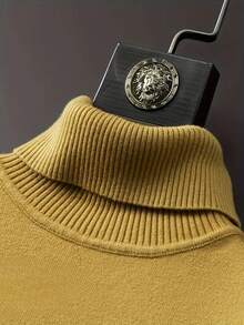 GRDR 男士圆领长袖毛衣，百搭日常针织套头衫 - 黃色 - 查看 6