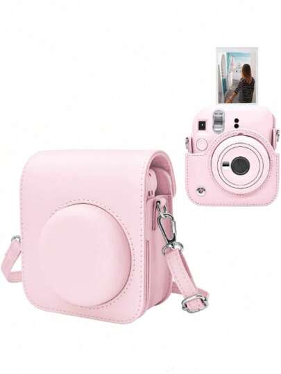 Túi đựng máy ảnh Instant Mini 12 - Chất liệu da PU, Dây đeo vai điều chỉnh được - Màu hồng, Túi đựng máy ảnh Instant Mini 12 màu trơn, Túi đựng máy ảnh kỹ thuật số, Túi đeo chéo, Túi đựng dây cáp, Túi đựng phụ kiện điện tử, Chống thấm nước & Di động, Thích hợp cho du lịch, Sản phẩm công nghệ, Unisex, Túi đựng máy ảnh kỹ thuật số chống thấm nước, Vật dụng cần thiết khi đi du lịch