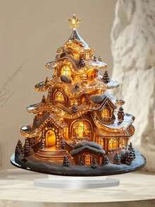 2 Decorazioni natalizie piatte in acrilico 2D a forma di albero di biscotti con supporto - eleganti per il soggiorno, l'ufficio e la tavola delle feste - include base