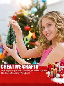 4pcs-Mini Christmas Tree Christmas Decorations Artificial Christmas Garland 4 Sizes Available Christmas Tree Bottle Brush Tree Christmas Party Holiday Table Decor Room Decor Christmas Holiday Decorations (Green)