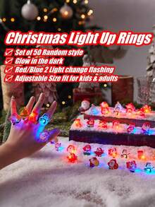 20 件圣诞派对礼物发光戒指派对用品闪光发光指环装饰适合儿童成人 - 彩色 - 查看 6