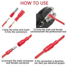 160 piezas Kit de conectores de bala 22-10AWG con núcleo de latón aislado en PVC, conectores macho y hembra de bala, para conexión de cables de equipos industriales, audio automotriz, uso conveniente y confiable