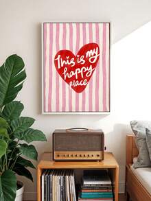 This Is My Happy Place" Print, Vintage Heart Stripes Poster, Preppy Wall Art Poster, Unframed Wall Decor, Apartment Art Print, Wall Decor Art, Dorm Decor, Party Decor And Best Gift Choice Room Decor, Funky Posters, Bedroom Decor, College Dorm Essentials, Wall Prints, AestheBBBBtic Room Decor, Dorm Accessories, Corner Decor, Music Posters - Multicolor - View 4