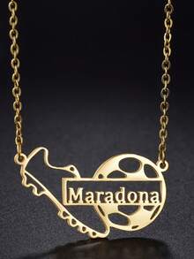 Collar con colgante personalizado de jugador de fútbol, accesorio de moda deportiva de acero inoxidable para mujeres, adecuado para ocasiones diarias y deportivas, con grabado en inglés con tema de fútbol