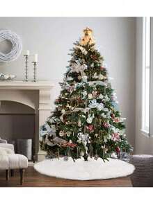 1pc Fluffy Christmas Tree Skirt, White Plush Skirt, Merry Christmas Party, Christmas Tree Decoration New Year Xmas Trees Carpet Decoration,Elegant Fluffy Round Xmas Tree Base Cover, Soft Plush Holiday Decoration, Cozy Winter Home & Party Decor Home Decor Christmas Decorations Room Decor