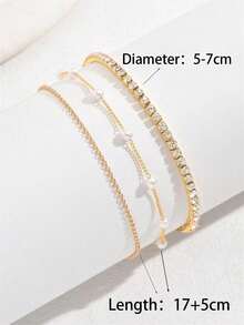 3 Stücke elegantes silbernes Plastik-Kristall Elastik-Armband Set, beinhaltet Perlen-Armband & Edelstahl-Armband, geeignet für Teenager-Mädchen & Kleine Mädchen, verstellbare Größe, modisches Schmuckgeschenkset